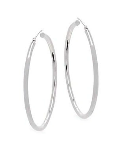 Saks Fifth Avenue 14k White Gold Hoop Earrings/1.5"