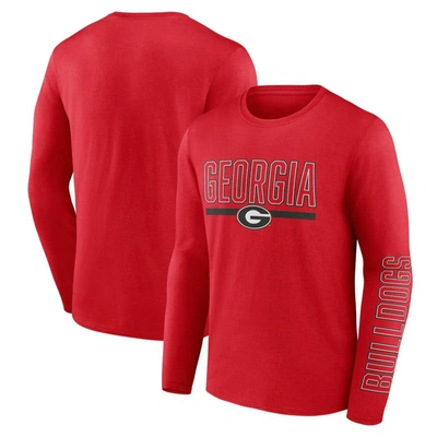 Profile Men's  Red Georgia Bulldogs Big And Tall Two-hit Graphic Long Sleeve T-shirt