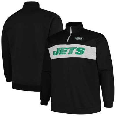 Profile Men's  Black New York Jets Big And Tall Fleece Quarter-zip Jacket