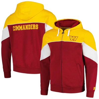 Starter Men's  Burgundy, Gold Washington Commanders Running Back Full-zip Hoodie In Burgundy,gold