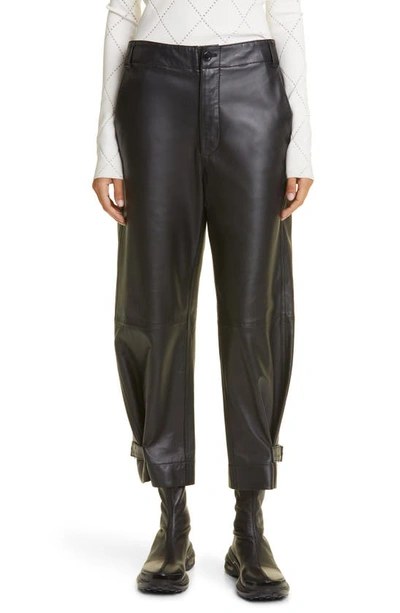 Proenza Schouler Tapered Leather Crop Trousers In Black