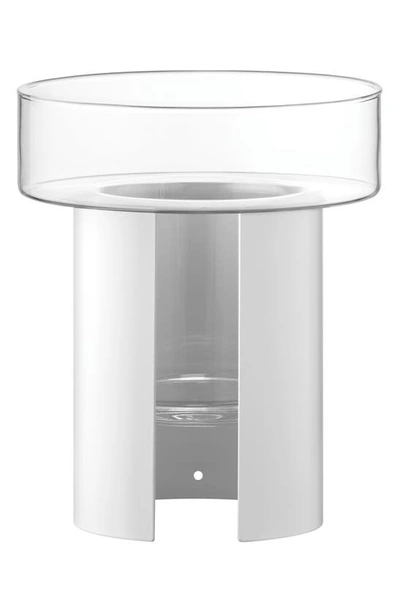 Lsa Terrazza Glass & Steel Planter Vase In White/ Clear Glass