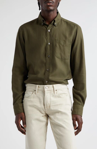 Tom Ford Slim Fit Leisure Button-down Shirt In Military Green