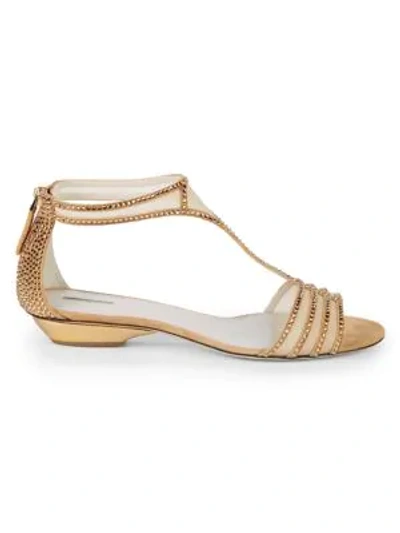 Giorgio Armani Studded Flat Sandals In Beige