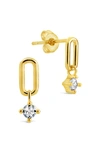 Sterling Forever Mandy Cz Drop Earrings In Gold