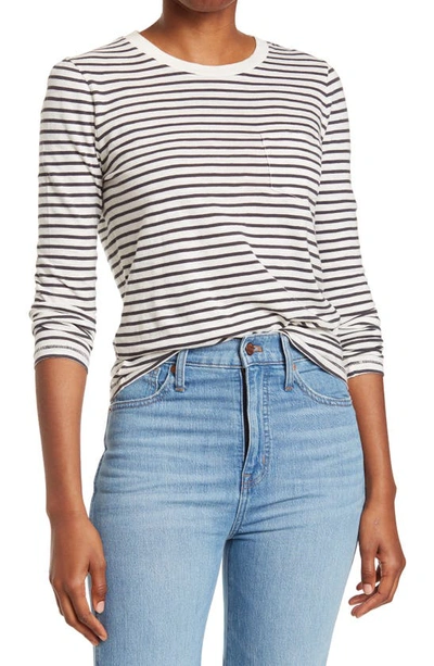 Madewell Striped Long Sleeve Pocket T-shirt In Trenette Stripe