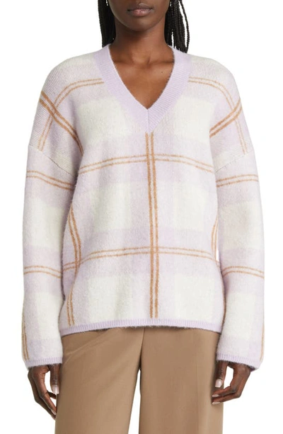 Rails Colleen Plaid V-neck Sweater In Beige