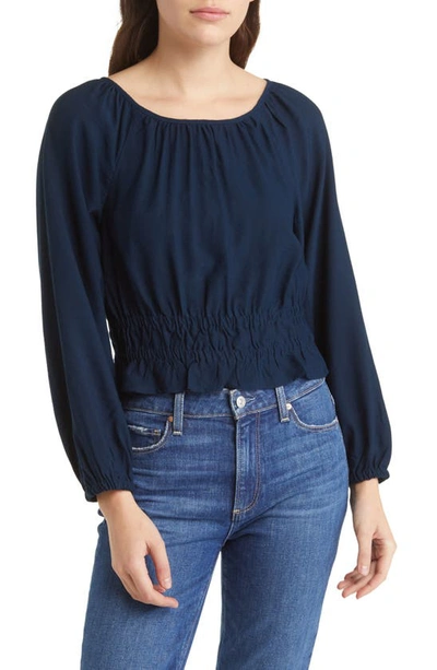 Madewell Tie Back Cutout Twill Top In Deep Indigo