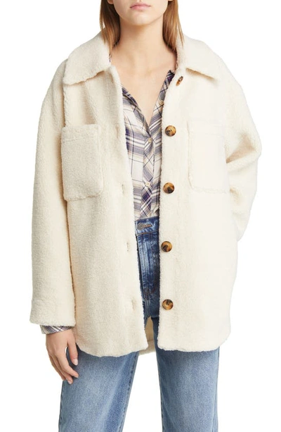 Rails Connie Faux Shearling Shirt Jacket In Ivory Teddy