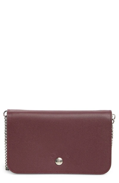 Longchamp Le Pliage Neo Wallet On A Chain In Grape