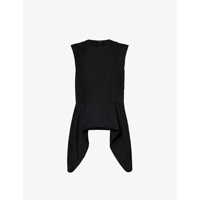 Comme Des Garçons Comme Des Garcons Womens Black Peplum-hem Raw-edge Cotton Top