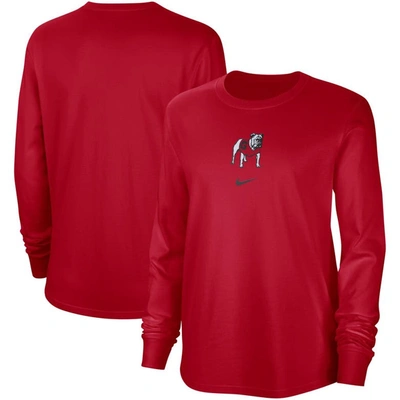 Nike Georgia  Women's College Crew-neck Long-sleeve T-shirt In Red