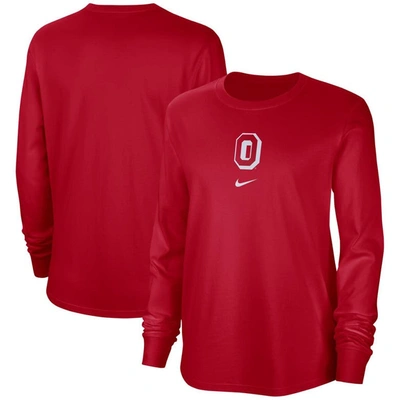 Nike Ohio State  Women's College Crew-neck Long-sleeve T-shirt In Red