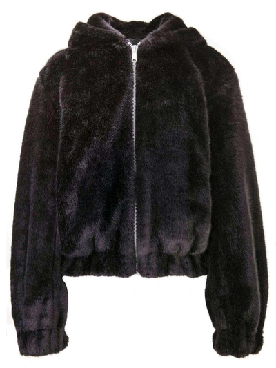 Helmut Lang Furry Bomber In Nero