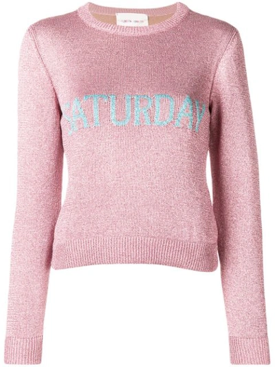 Alberta Ferretti Saturday Lurex Knit Sweater In Pink
