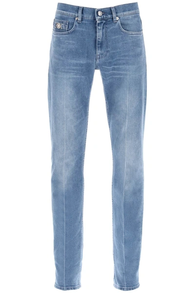 Versace Stretch Denim Slim Fit Jeans In Light Blue