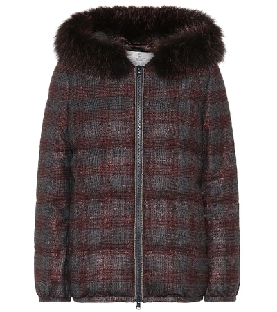 Brunello Cucinelli Fur-trimmed Wool Jacket In Grey