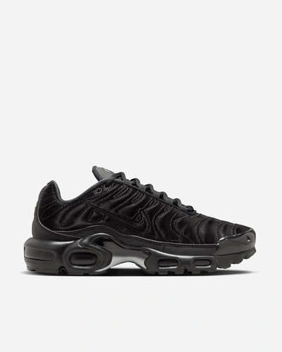 Nike Air Max Plus Rubber-trimmed Satin Sneakers In Black