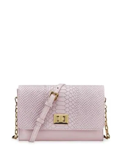 Gigi New York Catherine Python-embossed Leather Crossbody Bag In Petal Pink