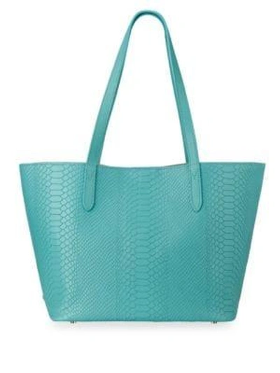 Gigi New York Teddie Snake-embossed Leather Tote Bag In Bermuda Blue