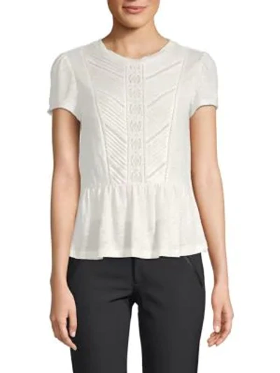 Rebecca Taylor Lace-trimmed Linen Top In Snow