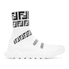 Fendi Ff Signature Socks Sneaker In Bianco Nero