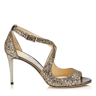 Jimmy Choo Emily 85 Antique Gold Shadow Coarse Glitter Fabric