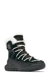 Sorel Ona Rmx Glacy Faux Fur Waterproof Bootie In Black/ Sea Salt