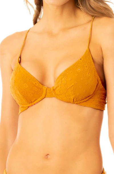 Maaji Caramel Brown Eleonora Reversible Underwire Bikini Top In Yellow