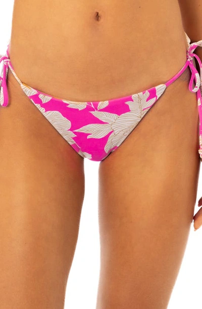 Maaji Floral Duo Sunning Reversible Side Tie Bikini Bottoms In Pink