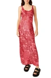 Free People Worth The Wait Floral Maxi Dress In Cherry Combo