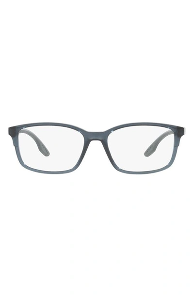 Prada 56mm Pillow Optical Glasses In Transparent Blue
