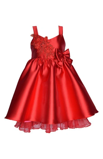 Gerson & Gerson Kids' Embroidered Sleeveless Mikado Party Dress In Red