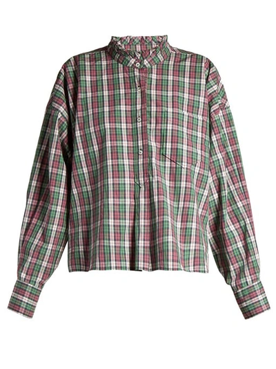 Isabel Marant Étoile Olena Gingham Check Button-front Blouse In Green
