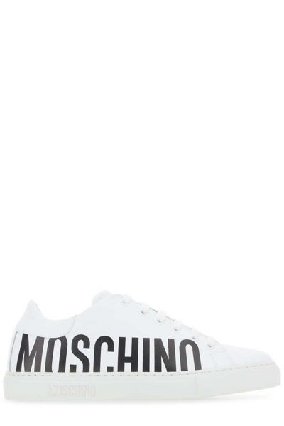 Moschino White Logo Low-top Leather Trainers