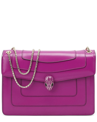 Tiffany & Fred Fold-over Smooth Leather Crossbody In Purple