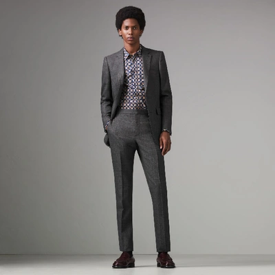 Burberry Slim Fit English Pinstripe Wool Suit In Mid Grey Melange
