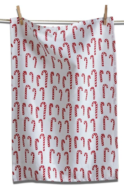 Tag Candy Cane Christmas Cracker Dish Towel In White