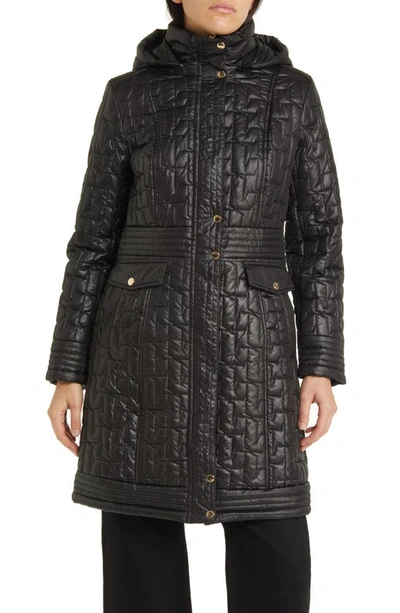 Via Spiga Quilted Hooded Coat In Black