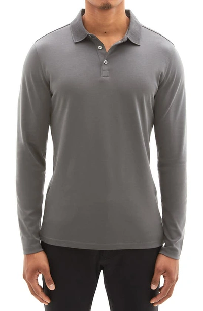 Robert Barakett Georgia Long Sleeve Polo In Griffin Grey