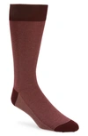 Pantherella Tewkesbury Cotton Blend Bird's Eye Dress Socks In Burgundy