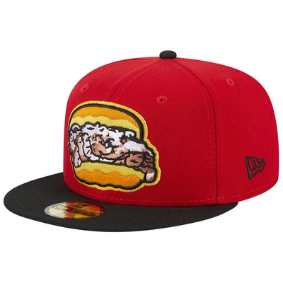 New Era Red Bowie Baysox Theme Nights Pit Beef  59fifty Fitted Hat