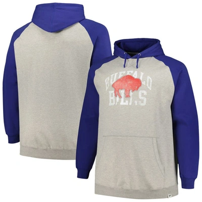 Profile Men's  Heather Gray, Royal Distressed Buffalo Bills Big And Tall Favorite Arch Throwback Ragl In Heather Gray,royal