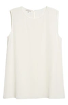 Lafayette 148 Adela Sleeveless Stretch Silk Blouse In Cloud