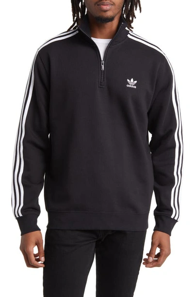 Adidas Originals 3-stripes Half Zip Pullover In Black/ White