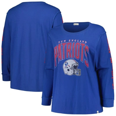 47 ' Royal New England Patriots Plus Size Honey Cat Soa Long Sleeve T-shirt