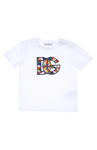 Dolce & Gabbana Babies' Carretto Print Logo Graphic T-shirt In Optical White