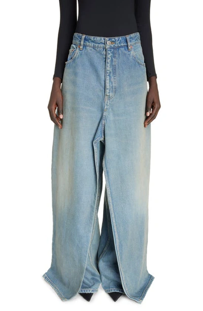 Balenciaga Double Leg Baggy Wide Leg Trousers In Blonde Ring