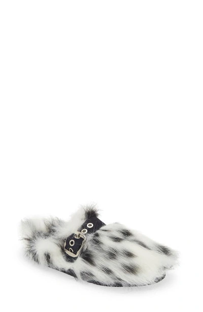 Jeffrey Campbell Rlxathome Faux Fur Slipper In Black White