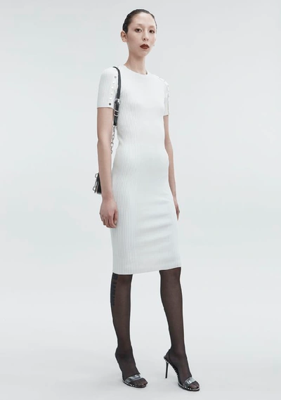 Alexander Wang Snap Midi Dress In Ivory